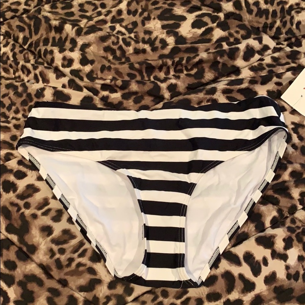 Brand new black and white striped bikini bottom
